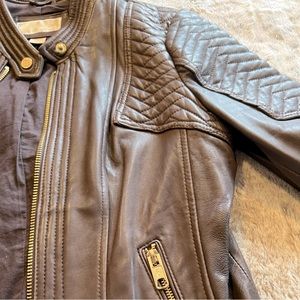 🔥MICHAEL Michael Kors Quilted Brown Moto Jacket